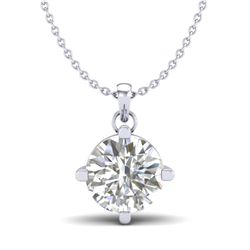 1 CTW VS/SI Diamond Solitaire Art Deco Stud Necklace 18K White Gold - REF-285K2W - 37232