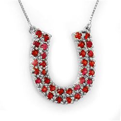 2.0 CTW Red Sapphire Necklace 14K White Gold - REF-56K8W - 11712