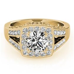 1.65 CTW Certified VS/SI Diamond Solitaire Halo Ring 18K Yellow Gold - REF-608X9T - 27029