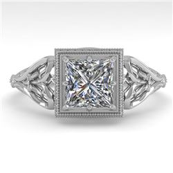 1.0 CTW VS/SI Princess Diamond Solitaire Engagement Ring Deco 18K White Gold - REF-344W4F - 36042