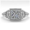 Image 1 : 1.0 CTW VS/SI Princess Diamond Solitaire Engagement Ring Deco 18K White Gold - REF-344W4F - 36042