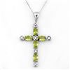 Image 1 : 2.15 CTW Peridot & Diamond Necklace 10K White Gold - REF-33W6F - 11113
