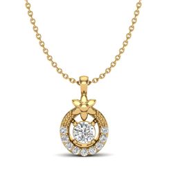 0.21 CTW Micro Pave VS/SI Diamond Halo Necklace 18K Yellow Gold - REF-26W4F - 20365