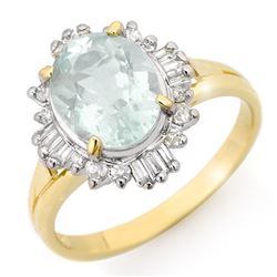 2.53 CTW Aquamarine & Diamond Ring 10K Yellow Gold - REF-40A2X - 14460