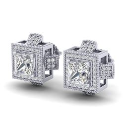 2.75 CTW Princess VS/SI Diamond Micro Pave Stud Earrings 18K White Gold - REF-684Y3K - 37187