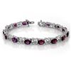 Image 1 : 9.55 CTW Amethyst & Diamond Bracelet 14K White Gold - REF-96W9F - 10195