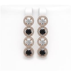 6.22 CTW Black & White Diamond Designer Earrings 18K Rose Gold - REF-635N6Y - 42702