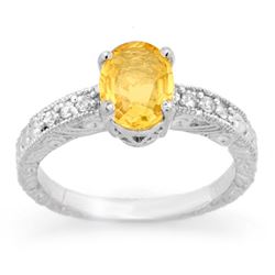 2.28 CTW Yellow Sapphire & Diamond Ring 14K White Gold - REF-61Y8K - 13821