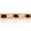Image 2 : 8.55 CTW Ruby & Diamond Bracelet 14K Yellow Gold - REF-78N2Y - 13950