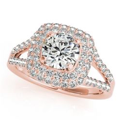 1.53 CTW Certified VS/SI Diamond Solitaire Halo Ring 18K Rose Gold - REF-239K3W - 26465