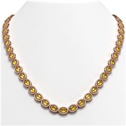 28.52 CTW Fancy Citrine & Diamond Halo Necklace 10K Rose Gold - REF-498M9H - 40443