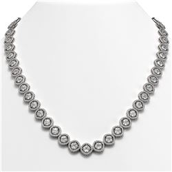 36.09 CTW Cushion Cut Diamond Designer Necklace 18K White Gold - REF-6687F8N - 42857