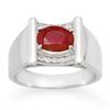 Image 1 : 2.33 CTW Ruby & Diamond Men's Ring 10K White Gold - REF-47W6F - 14494