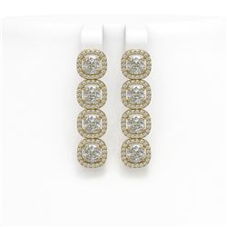 6.01 CTW Cushion Diamond Designer Earrings 18K Yellow Gold - REF-1127A6X - 42721