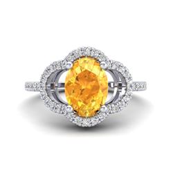 1.75 CTW Citrine & Micro Pave VS/SI Diamond Ring 10K White Gold - REF-32X9T - 20979