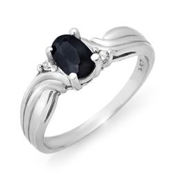 0.61 CTW Blue Sapphire & Diamond Ring 18K White Gold - REF-32A5X - 12451