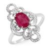 Image 1 : 1.35 CTW Ruby & Diamond Ring 18K White Gold - REF-31H3A - 12489