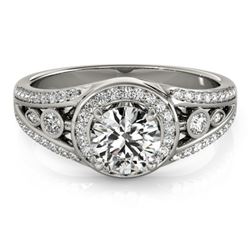 1.15 CTW Certified VS/SI Diamond Solitaire Halo Ring 18K White Gold - REF-218T2M - 26742
