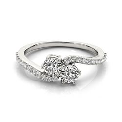 1 CTW Certified VS/SI Diamond 2 Stone Solitaire Ring 18K White Gold - REF-135K8W - 28242