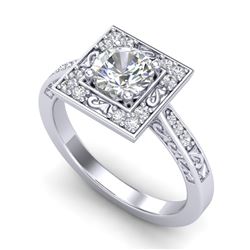 1.1 CTW VS/SI Diamond Art Deco Ring 18K White Gold - REF-180H2A - 37265