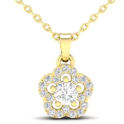 0.28 CTW VS/SI Diamond Micro Pave VS/SI Diamond Necklace Moon Halo 10K Yellow Gold - REF-23H8A - 213