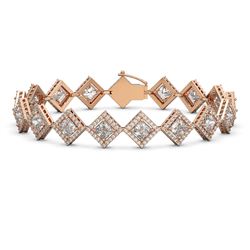 13.5 CTW Princess Cut Diamond Designer Bracelet 18K Rose Gold - REF-2508F4N - 42852