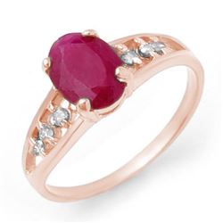 1.70 CTW Ruby & Diamond Ring 14K White Gold - REF-22Y9K - 13958