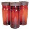 Image 1 : Dark amber fruit jars (3); 7.5" tall jars w/shoulder 2" from lip, screw on metal lid w/glass insert 