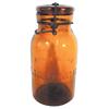 Image 1 : Trademark Lightning dark amber fruit jar w/correct lid, Putnam 241 on base, ground lip, jar is 7.5"H