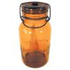 Image 1 : Trademark Lightning amber fruit jar, Putnam 225 on base, ground lip, jar is 7.5"H, has correct lid, 