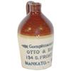 Image 1 : Advertising stoneware mini jug, Compliments of Otto & Evans-134 S. Front St.-Mankato, Minn., small p