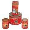 Image 1 : Coffee & Cocoa items (4); Honeymoon Coffee 1# paper labeled tin, VG condition, 4"H, Droste's Cocoa 8
