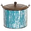 Image 1 : Blue & white granite ware berry bucket w/tin lid, Exc. condition, 6.5"Dia. x 6"H.