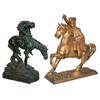 Image 1 : Cast metal "Lonesome Brave" statue & cast metal statue of Musketeer on horse, both VG original condi