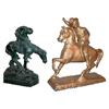 Image 1 : Cast metal "Lonesome Brave" statue & cast metal statue of Musketeer on horse, both VG original condi