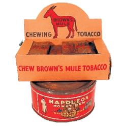 browns mule tobacco Chewing tobacco (2); Napoleon Honey Dew Chewing Tobacco tin, great graphics, small hole in back of c browns mule tobacco Chewing tobacco (2); Napoleon Honey Dew Chewing Tobacco tin, great graphics, small hole in back of c