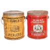 Image 1 : Tobacco tins (2); Miners and Puddlers Smoking Tobacco & F.F. Adams Peerless Tobacco 3# pails, both V
