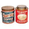Image 1 : Coffee tins (2); Fairy Dell Coffee 4# pail, Peoria, Ill., VG condition & Folger's Golden Gate Coffee