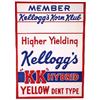 Image 1 : Kellogg's Corn Club "KK" Hybrid embossed tin sign, colorful red, white & blue, new old stock in Exc.