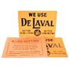 Image 1 : De Laval tin signs (2); new old stock, one in original paper mailer, both Exc. condition, 16"W x 12"