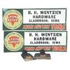 Image 1 : Keen Kutter Tools embossed tin signs (2); H.H. Wentzien Hardware, Gladbrook, Iowa, both VG condition