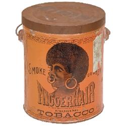 Nigger Hair Tobacco tin, B. Leidersdorf Co., Milwaukee, Reg. in Patent Office April 3, 1878, VG cond