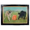 Image 1 : Honest Scrap Tobacco litho on cdbd. sign, shows dog & cat "Scrapping", original advertising frame, v