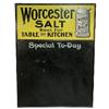 Image 1 : Worcester Salt advertising litho on tin menu board w/wood frame, Worcester Salt Co.-New York, Senten