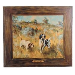 Federal Cartridge Corp. cdbd. sign w/easel back, Minneapolis, MN, pictures hunting dogs, 3 tack hole