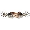 Image 1 : Spurs, unmarked, 8 point 4"Dia. Rowels, inlaid silver trim, fancy stitching on boot straps, probably