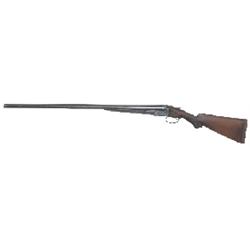 Parker Bros. double barrel shotgun, plain grade, 12 gauge, solid steel 30" barrels, replacement vent