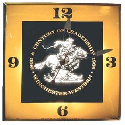 Winchester light up clock, Pam Clock Co., New Rochelle, NY, VG working condition, 15.5"Sq.