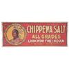 Image 1 : Chippewa Salt litho on paper sign, cameo of Chippewa Indian, The Ohio Salt Co., Wadsworth, Ohio, som