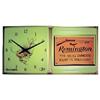 Image 1 : Remington light up clock, metal frame w/plastic faces, plastic has edge cracks, runs good, 24"W x 12